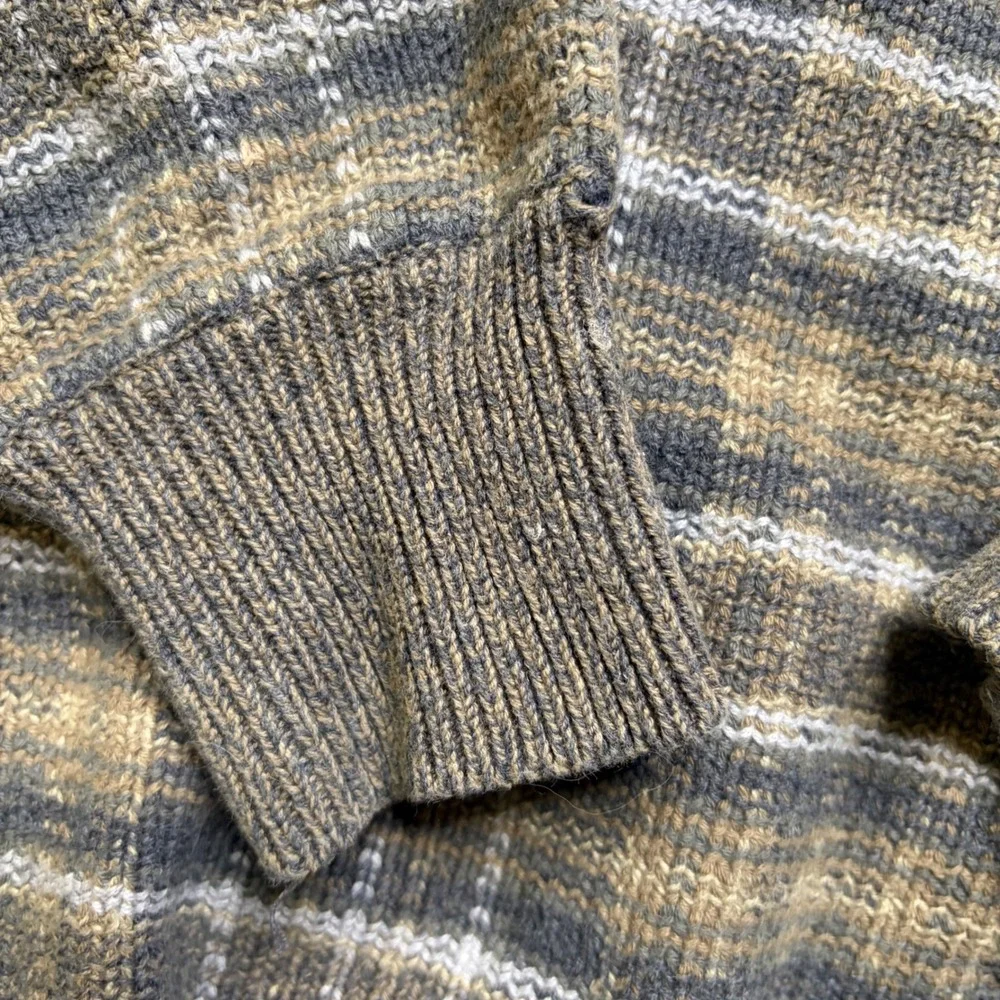 Gant Sweater Mens L Brown Plaid Vintage Cotton Knit Crew Neck‎ Long Sleeve